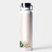 Elegante roze strepen tropische bruidsmeisje waterfles (Achterkant)