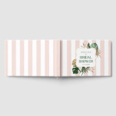Elegante roze strepen tropische meisjesachtige bru gastenboek (Volledig)