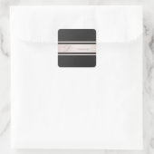 Elegante roze strepen zwart gestructureerd monogra vierkante sticker (Tas)