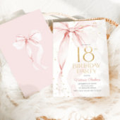 Elegante Roze Strik 18e Verjaardag Kaart