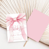 Elegante Roze Strik 20e Verjaardag Kaart