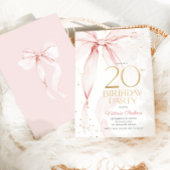 Elegante Roze Strik 20e Verjaardag Kaart