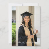 Elegante Roze Strik 2 Foto Afstuderen Aankondiging (Achterkant)