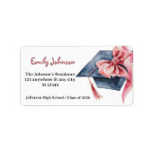 Elegante Roze Strik Afstudeerfeest  Etiket (Voorkant)