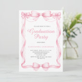 Elegante Roze Strik Afstudeerfeest Kaart (Staand voorkant)