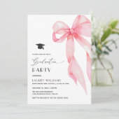 Elegante Roze Strik Afstudeerfeest Kaart (Staand voorkant)