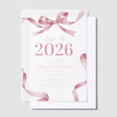 Elegante Roze Strik Afstudeerfeest Vellum Uitnodigingen (Offset)