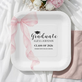 Elegante Roze Strik Afstudeerhoed Afgestudeerde Papieren Bordje