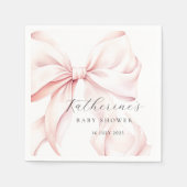 Elegante Roze Strik Baby Bruids Shower Servet (Voorkant)
