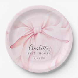 Elegante Roze Strik Baby Bruidsfeest Papieren Bordje