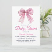 Elegante Roze Strik Baby Meisje Shower - Modern &  Kaart (Staand voorkant)