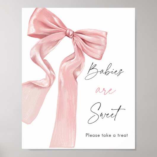 Elegante Roze Strik Baby Shower Baby's zijn Schatt Poster (Voorkant)