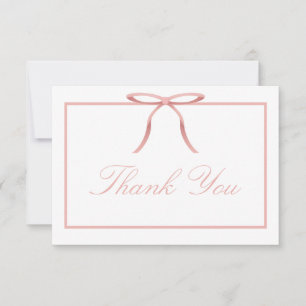 Elegante Roze Strik Baby Shower Bedankkaart