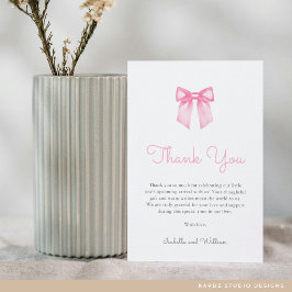 Elegante Roze Strik Baby Shower Bedankkaart