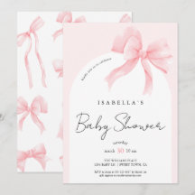 Elegante Roze Strik Baby Shower Chic