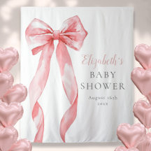 Elegante Roze Strik Baby Shower Foto Achtergrond