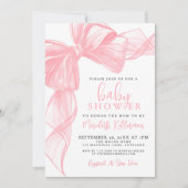 Elegante Roze Strik Baby Shower Kaart (Voorkant)