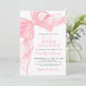 Elegante Roze Strik Baby Shower Kaart (Staand voorkant)
