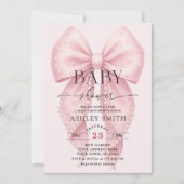 Elegante Roze Strik Baby Shower Kaart (Voorkant)