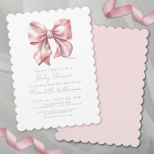 Elegante Roze Strik Baby Shower