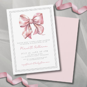 Elegante Roze Strik Baby Shower Kaart