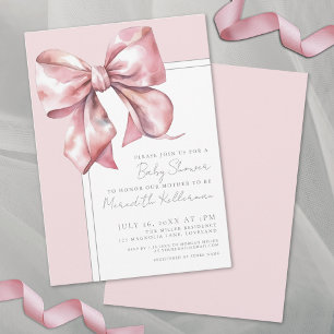 Elegante Roze Strik Baby Shower Kaart