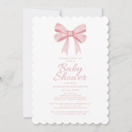 Elegante Roze Strik Baby Shower Meisjesachtige Gin Kaart
