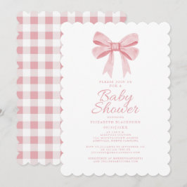 Elegante Roze Strik Baby Shower Meisjesachtige Gin Kaart