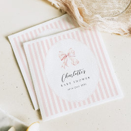 Elegante Roze Strik Baby Shower Papieren Servet