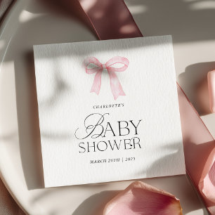Elegante Roze Strik Baby Shower  Servet
