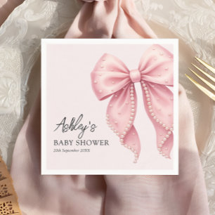 Elegante Roze Strik Baby Shower Servet
