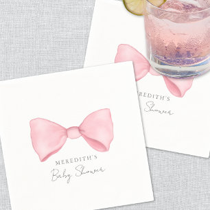 Elegante Roze Strik Baby Shower Servet