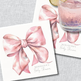 Elegante Roze Strik Baby Shower Servet