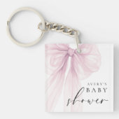 Elegante Roze Strik Baby Shower Sleutelhanger (voorkant)