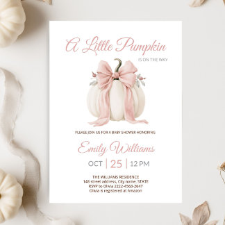 Elegante Roze Strik Baby Shower Uitnodiging