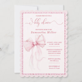Elegante Roze Strik Baby Shower voor Meisjes Kaart