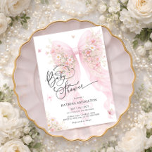 Elegante Roze Strik Bloeiende Vlinder Baby Shower
