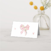 Elegante Roze Strik Bloemig Plaatskaartje (Achterkant)