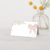 Elegante Roze Strik Bloemig Plaatskaartje (Voorkant)