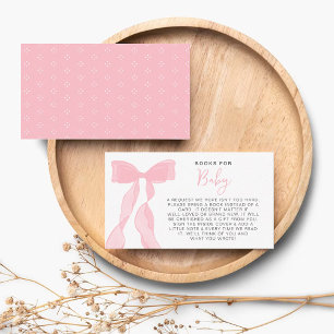 Elegante Roze Strik Boeken Voor Baby Baby Shower Informatiekaartje