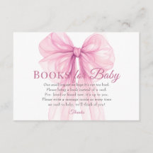 Elegante Roze Strik Boeken voor Baby Verzoekkaart