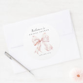 Elegante Roze Strik Bruidsbruiloft Ronde Sticker (Envelop)