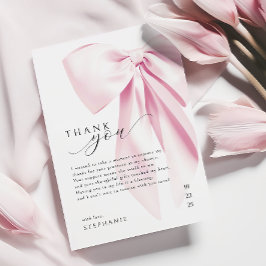 Elegante Roze Strik Bruidsdouche Bedankkaart