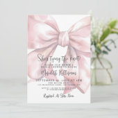 Elegante Roze Strik Bruidsdouche Kaart (Staand voorkant)