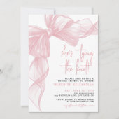 Elegante Roze Strik Bruidsdouche Kaart (Voorkant)