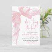 Elegante Roze Strik Bruidsdouche Kaart (Staand voorkant)