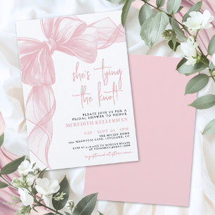 Elegante Roze Strik Bruidsdouche Kaart