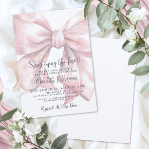 Elegante Roze Strik Bruidsdouche Kaart