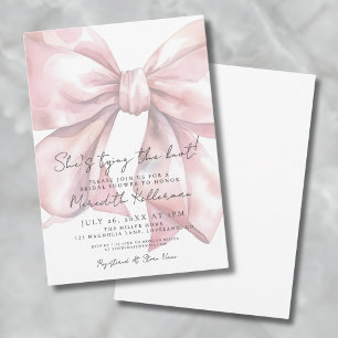 Elegante Roze Strik Bruidsdouche Kaart