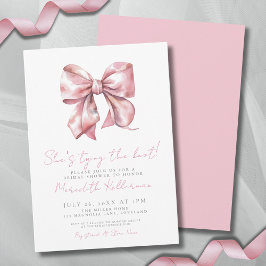 Elegante Roze Strik Bruidsdouche Kaart